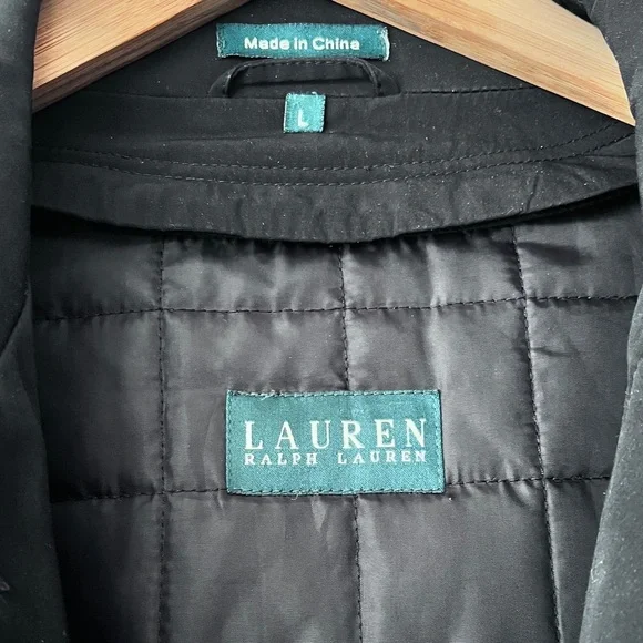 Men’s Lauren Ralph Lauren Black Classic Trench Coat With Zip Out Lining Size L